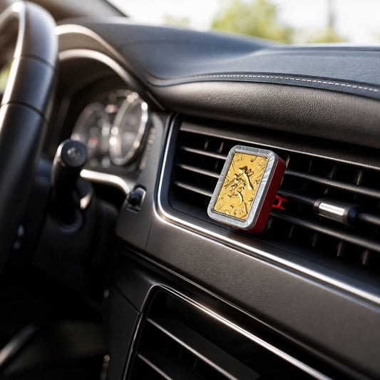 24K Gold Mahjong Car Diffuser in Luxury Car - Lifestyle Scene