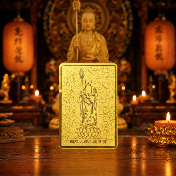 24K Gold Phone Sticker Dizang Bodhisattva Front View design by Master Xi