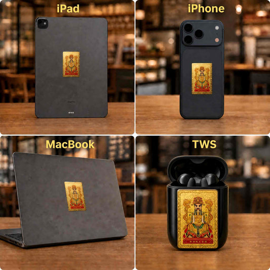 24K Gold Phone Sticker Wealth Dragon King on iPhone 17 , Lifestyle Scene design by Master Xi