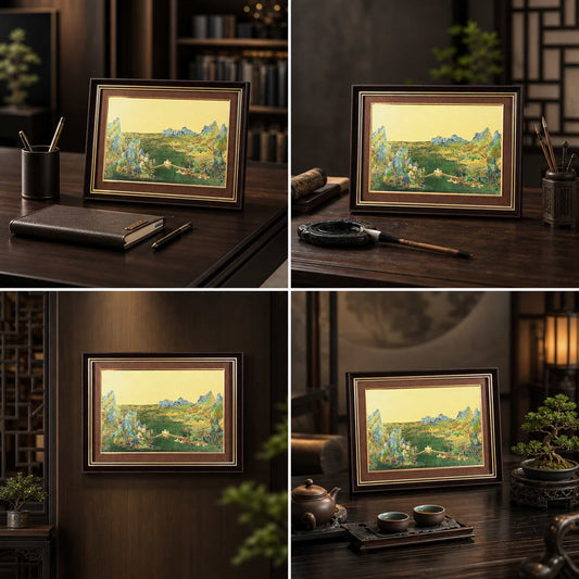 24K Gold Thousand Miles Landscape Artwork in Home - Lifestyle Scene