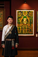 24K Gold Mahavairocana Thangka Master Certification - Rebgong Heritage Artisan Signed Thangka Art Master Xi