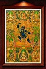 24K Gold Acala Thangka Panorama Framed - Wrathful Protector Fudomyo Sacred Art Wall Display design by Master Xi