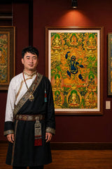 24K Gold Acala Thangka Master Certification - Rebgong Heritage Artisan Signed Thangka Art design by Master Xi