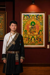 24K Gold Akashagarbha Thangka Master Certification - Rebgong Heritage Artisan Signed Thangka Art design by Master Xi