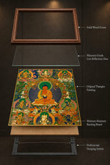 24K Gold Amitabha Thangka Mounting Craft - Museum Grade Solid Wood Frame Moisture Proof Back Panel design by Master Xi