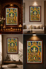 24K Gold Four-Armed Avalokitesvara Thangka Scene Atmosphere - Meditation Altar Spiritual Space Living Room Buddhist Shrine design by Master Xi