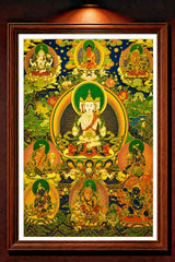 24K Gold Mahavairocana Thangka Panorama Framed - Vairocana Buddha Sacred Art Wall Display Master Xi