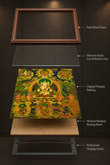24K Gold Mahavairocana Thangka Mounting Craft - Museum Grade Solid Wood Frame Moisture Proof Back Panel Master Xi