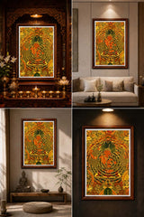 24K Gold Manjushri Thangka Scene Atmosphere - Meditation Altar Spiritual Space Living Room Study Buddhist Shrine design by Master Xi