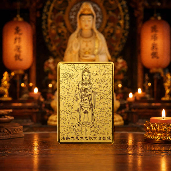 24K Gold Phone Sticker Guanyin Bodhisattva Front View design by Master Xi