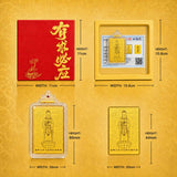 24K Gold Phone Sticker Guanyin Bodhisattva Size Comparison design by Master Xi