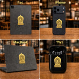 24K Gold Phone Sticker Sakyamuni Buddha on iPhone 17 Lifestyle Scene design by Master Xi