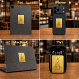 24K Gold Phone Sticker Samantabhadra Bodhisattva on iPhone 17 Lifestyle Scene design by Master Xi