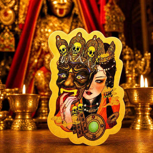 24K Gold Phone Sticker Wealth Tibetan Goddess , Front View design by Master Xi.