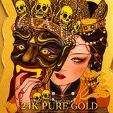 24K Gold Phone Sticker Wealth Tibetan Goddess ,Pure Gold Foil Detail design by Master Xi.