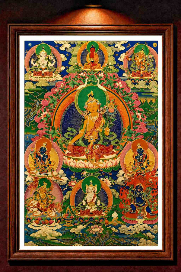 24K Gold Samantabhadra Thangka Panorama Framed - Universal Virtue Bodhisattva Sacred Art Wall Display design by Master Xi
