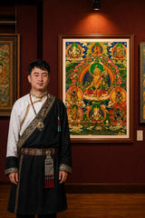 24K Gold Samantabhadra Thangka Master Certification - Rebgong Heritage Artisan Signed Thangka Art design by Master Xi