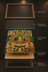 24K Gold Samantabhadra Thangka Mounting Craft - Museum Grade Solid Wood Frame Moisture Proof Back Panel design by Master Xi