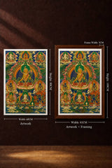 24K Gold Samantabhadra Thangka Size Scale - Living Room Altar Office Space Comparison Framed Unframed design by Master Xi