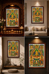 24K Gold Samantabhadra Thangka Scene Atmosphere - Meditation Altar Spiritual Space Living Room Buddhist Shrine design by Master Xi